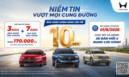 Thị trường ô tô tháng 8/2026: Honda Việt Nam tung chương trình gia hạn bảo hành ô tô lên 10 năm
